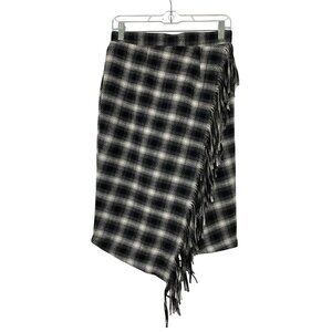 Time And Tru Womens Black & White Plaid Fringe Skirt Size XS